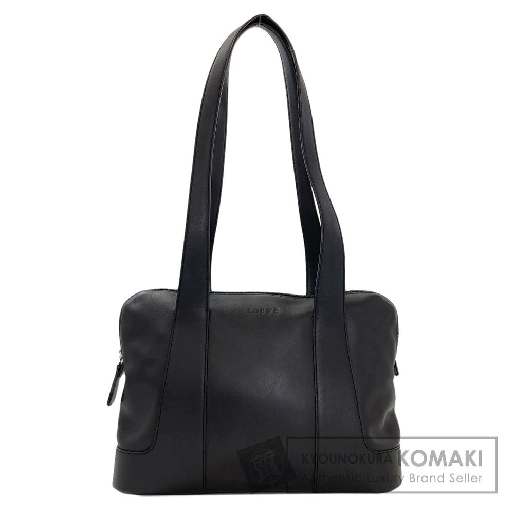 Loewe logo tote bag dual shoulder straps debossed logo Black